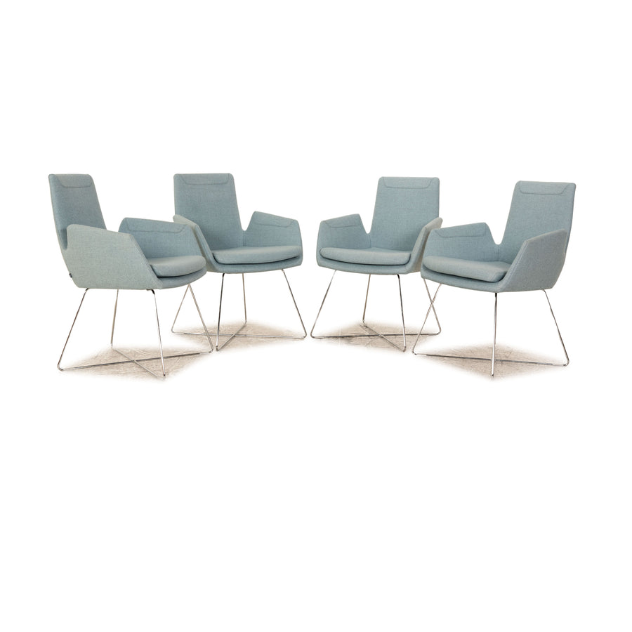 Set of 4 Cor Cordia Chair Fabric Gray Blue