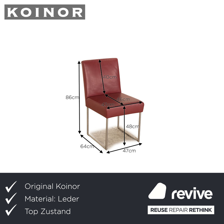 Set of 4 Koinor leather chairs red