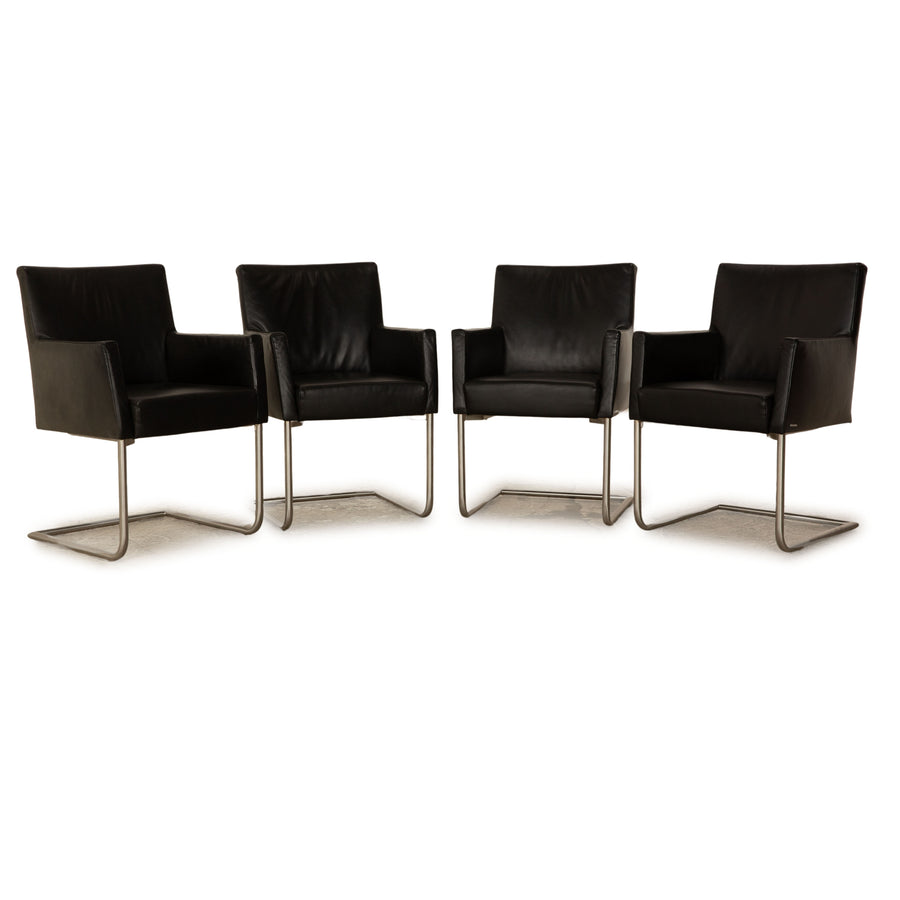 Set of 4 Koinor Leather Chairs Black Dining Room