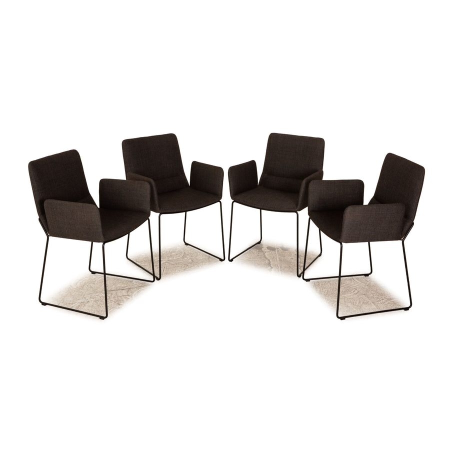 Set of 4 ligne roset Bendchair fabric chair gray dark gray incl. armrest dining room