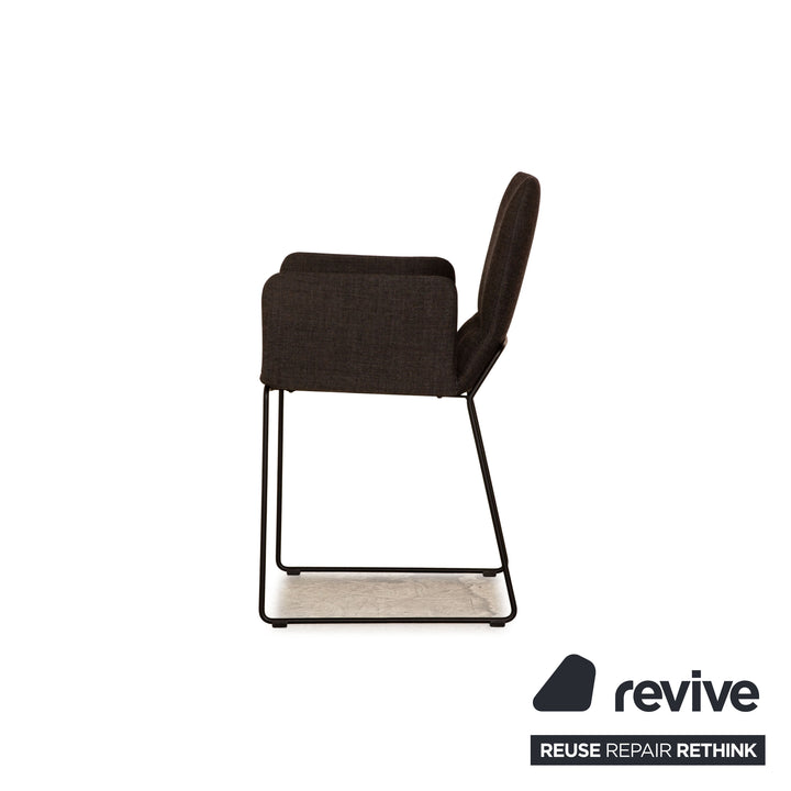 Set of 4 ligne roset Bendchair fabric chair gray dark gray incl. armrest dining room