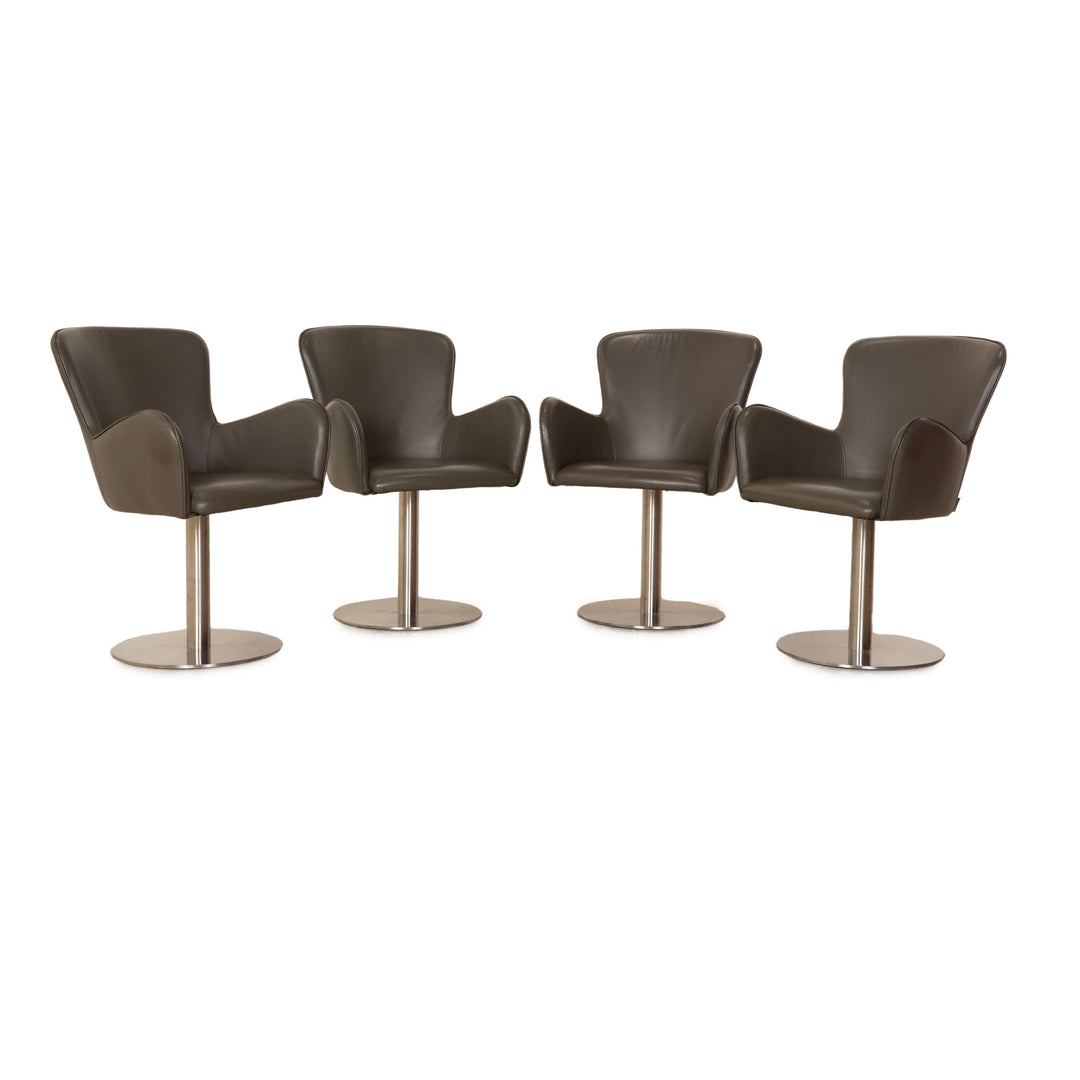 Musterring Stuhl - 4er Set Talia Grau Leder