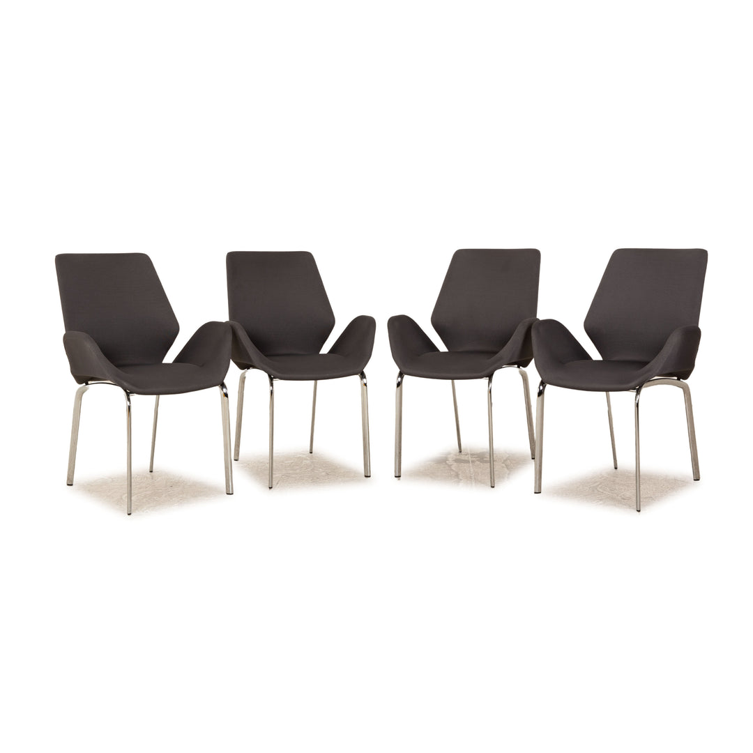 Set of 4 Rolf Benz 610 fabric chairs gray
