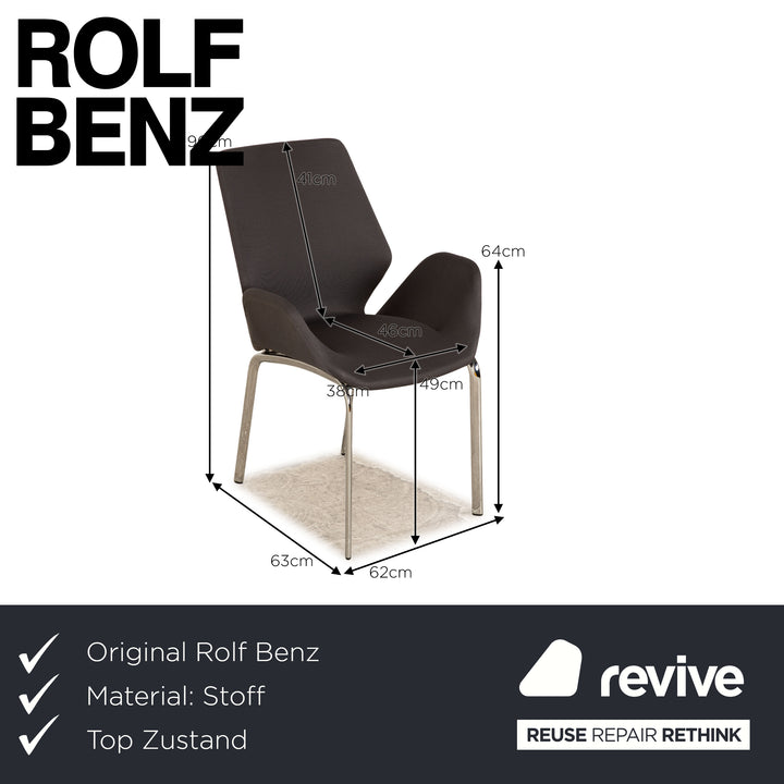 Set of 4 Rolf Benz 610 fabric chairs gray