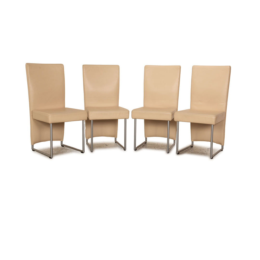 Rolf Benz Stuhl - 4er Set 7400 Creme Leder