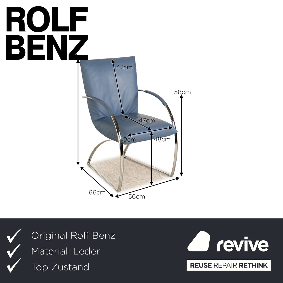 4er Garnitur Rolf Benz 7600 Leder Stuhl Blau Esszimmer