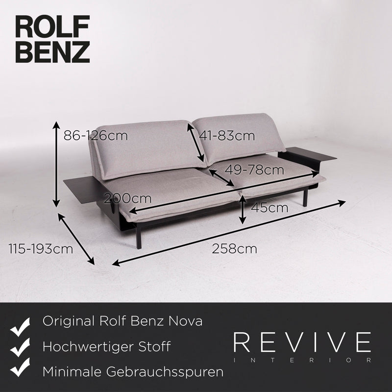 Rolf Benz Nova Stoff Sofa Grau Zweisitzer Schlafsofa Funktion Schlaffunktion Couch 