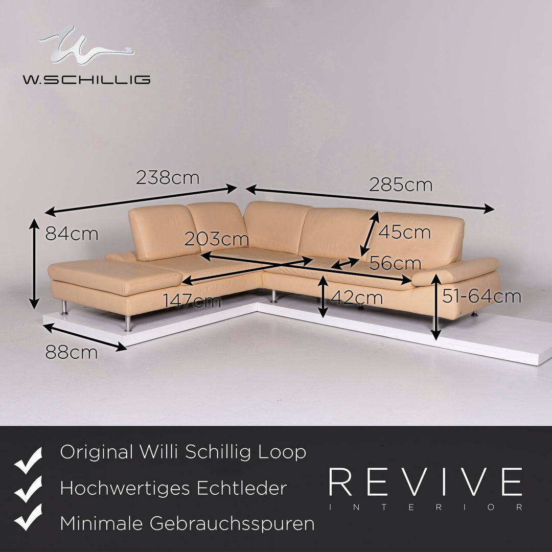 Willi Schillig Loop Leder Ecksofa Beige Sofa Funktion Couch #10648