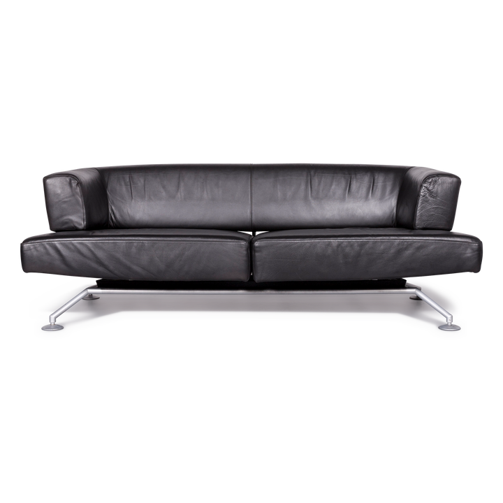COR Circum Designer Leder Sofa Schwarz Echtleder Zweisitzer Couch #6833