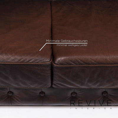 Chesterfield Leder Sofa Garnitur Braun 1x Dreisitzer 1x Zweisitzer Couch #12169