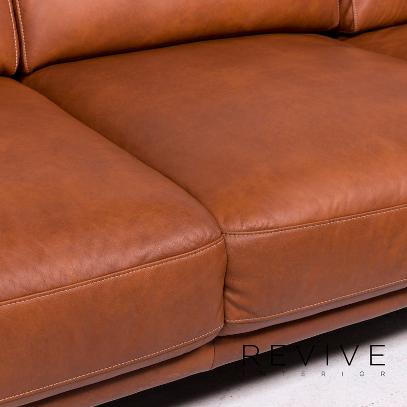 Willi Schillig Leder Sofa Garnitur Cognac Braun 1x Ecksofa 1x Sessel 