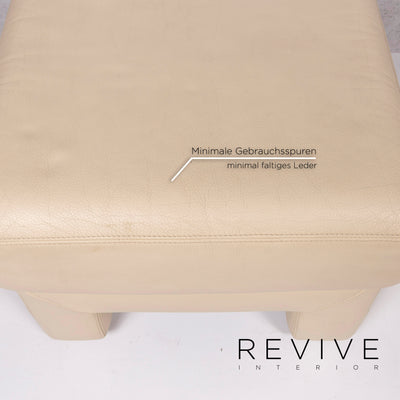 Musterring Leder Hocker Creme Schemel #12060