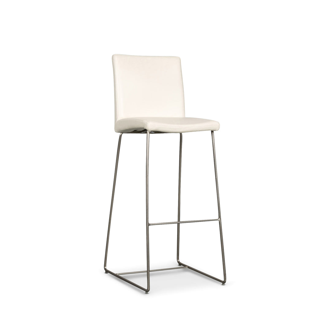 BoConcept Mariposa Leather Bar Stool Cream White Bar Chair Armchair Metal Frame #6259