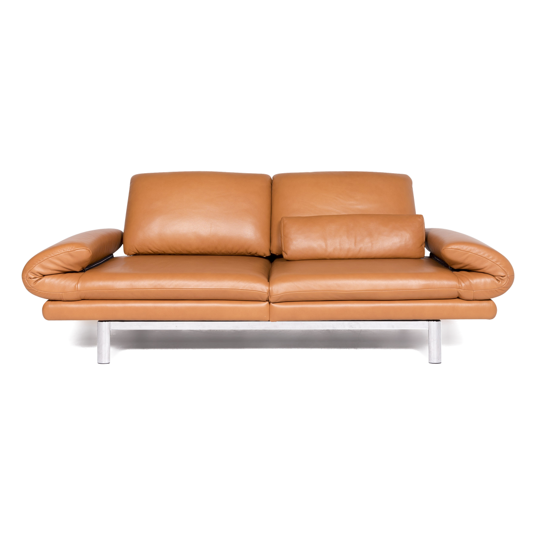 Ewald Schillig Quinn designer leather sofa orange cognac real leather three-seater couch #8573