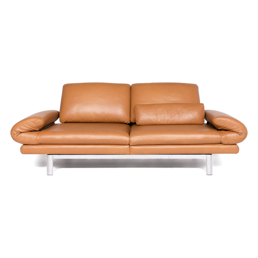 Ewald Schillig Quinn designer leather sofa orange cognac real leather three-seater couch #8573