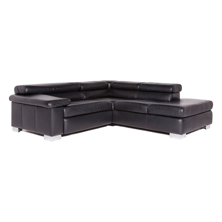 Ewald Schillig Brand Blues Designer Leder Ecksofa Schwarz Echtleder Sofa Couch #8396