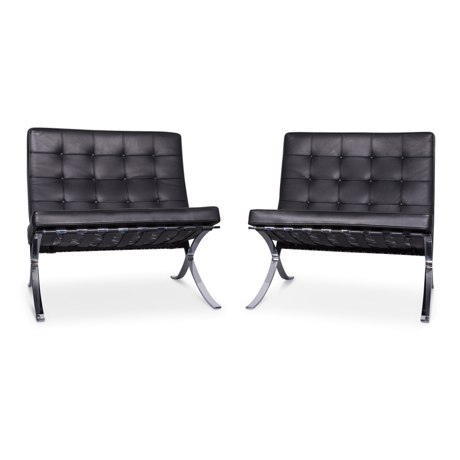 Knoll International Barcelona Chair Designer Leather Armchair Set Black Genuine Leather Chair #6918