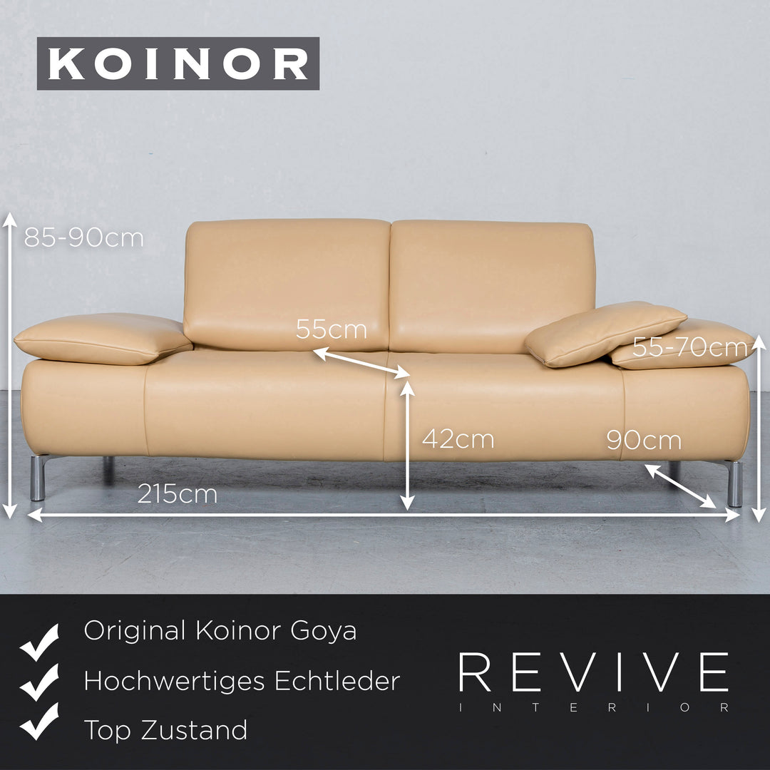 Koinor Koya designer leather sofa beige genuine leather couch #6403