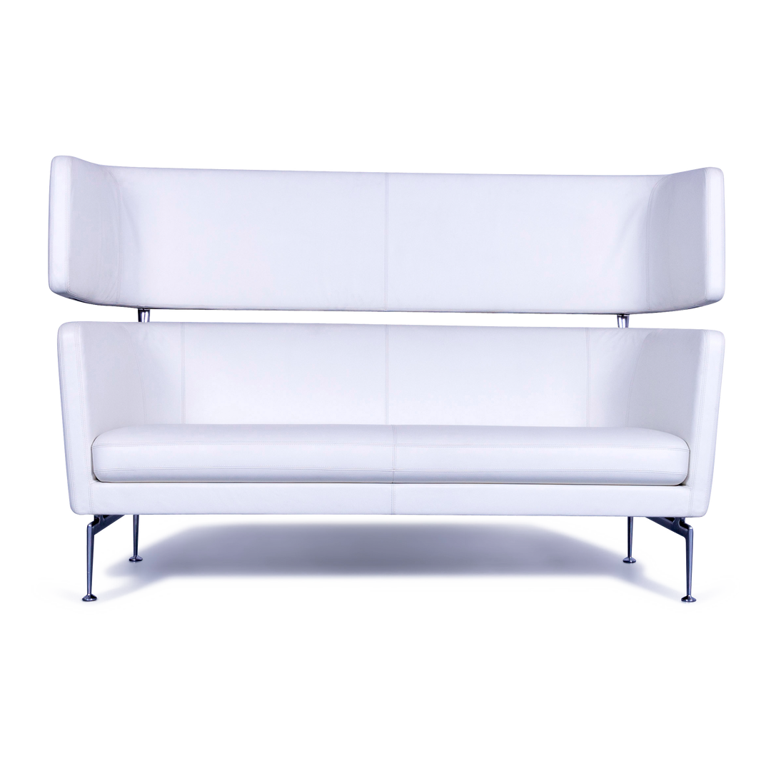 Vitra Suita Leder Sofa Weiß Zweisitzer Couch Echtleder Bank #5505