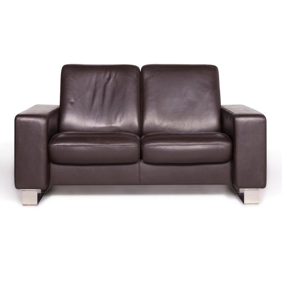 Stressless Leather Sofa Brown Two Seater Couch #8878