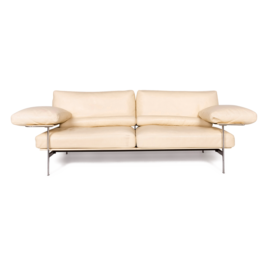B&B Italia Diesis Designer Leder Sofa Beige Echtleder Dreisitzer Couch #8477