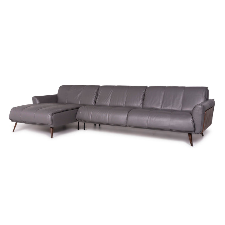Natuzzi Editions Talento Designer Leather Corner Sofa Gray Sofa Couch #9220