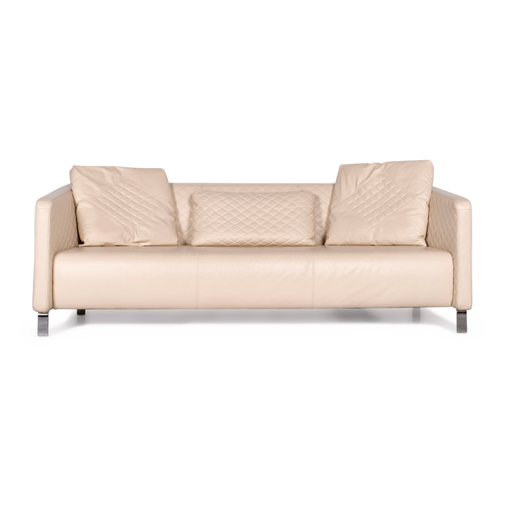 Rolf Benz 325 leather sofa beige real leather three-seater couch #7129