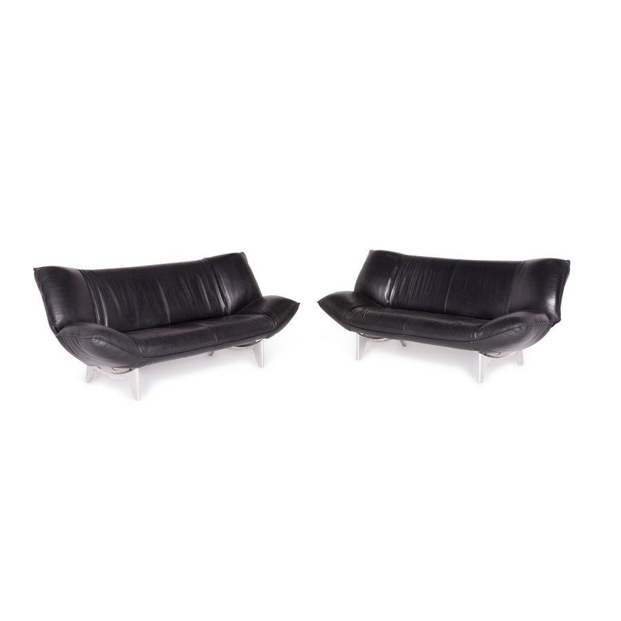 Leolux Tango designer leather sofa set black genuine leather three-seater couch #8696