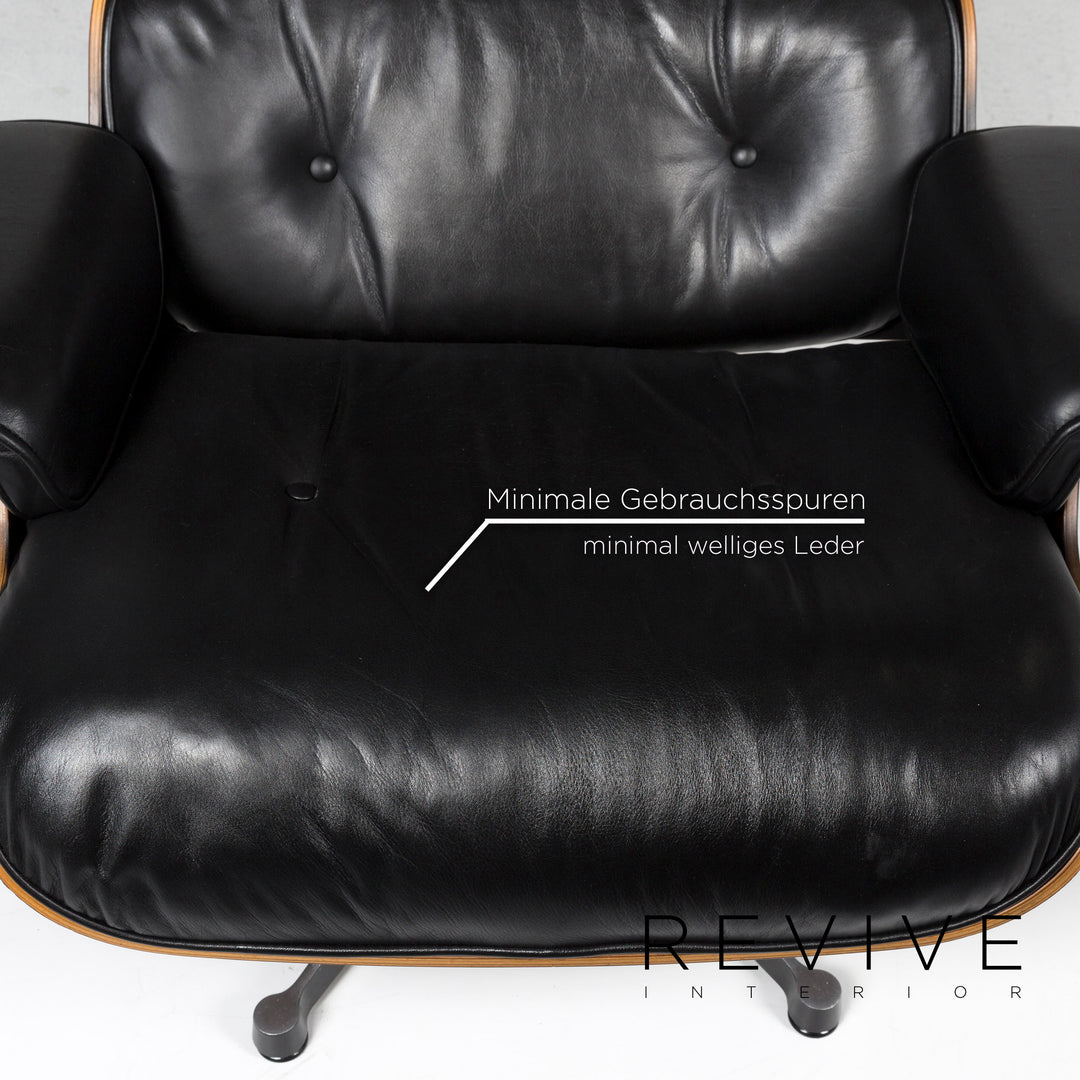 Vitra Eames Lounge Chair Leather Armchair Black incl. Stool Rosewood Wood Club Chair #10782