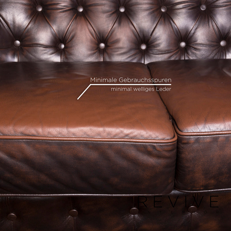 Chesterfield Leder Sofa Garnitur Braun 1x Dreisitzer 1x Zweisitzer Couch 