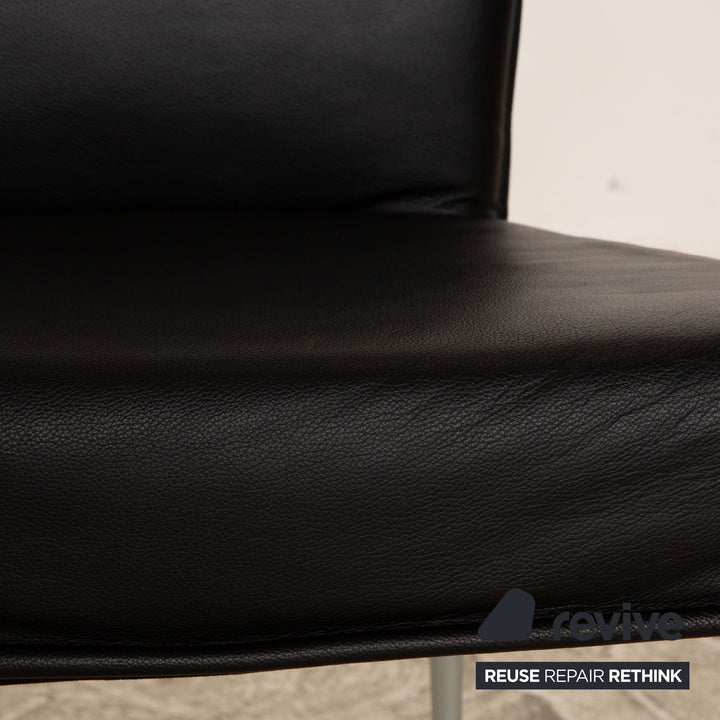 Set of 6 Bonaldo leather chairs black dining room