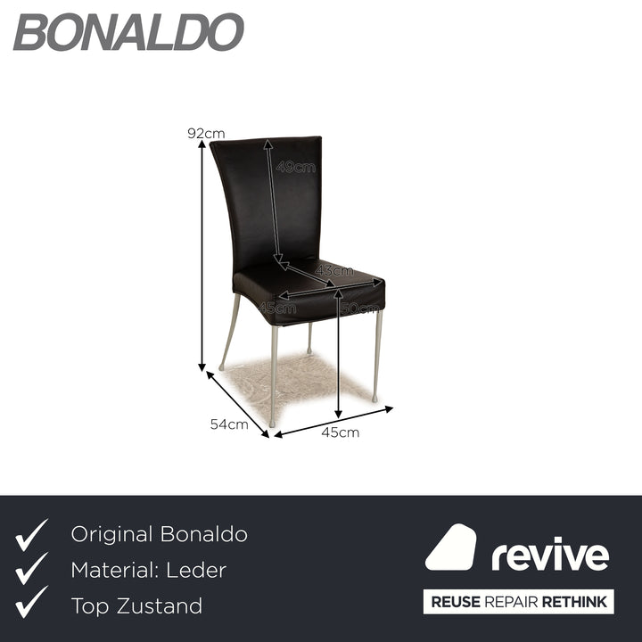 Set of 6 Bonaldo leather chairs black dining room