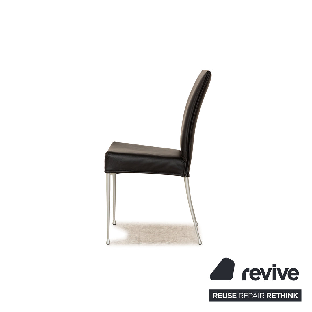 Set of 6 Bonaldo leather chairs black dining room