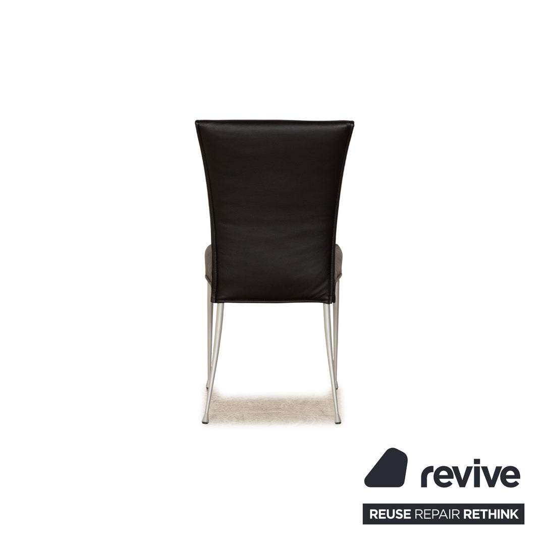 Set of 6 Bonaldo leather chairs black dining room