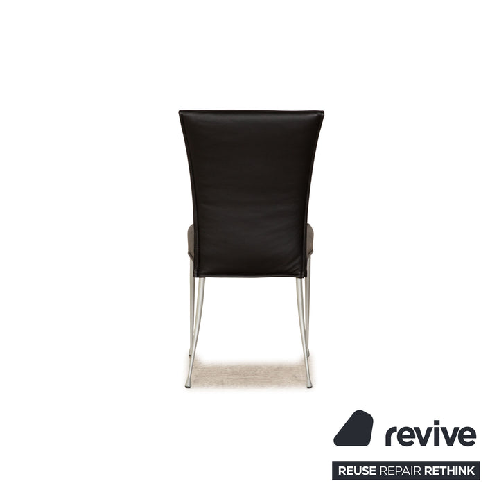 Set of 6 Bonaldo leather chairs black dining room