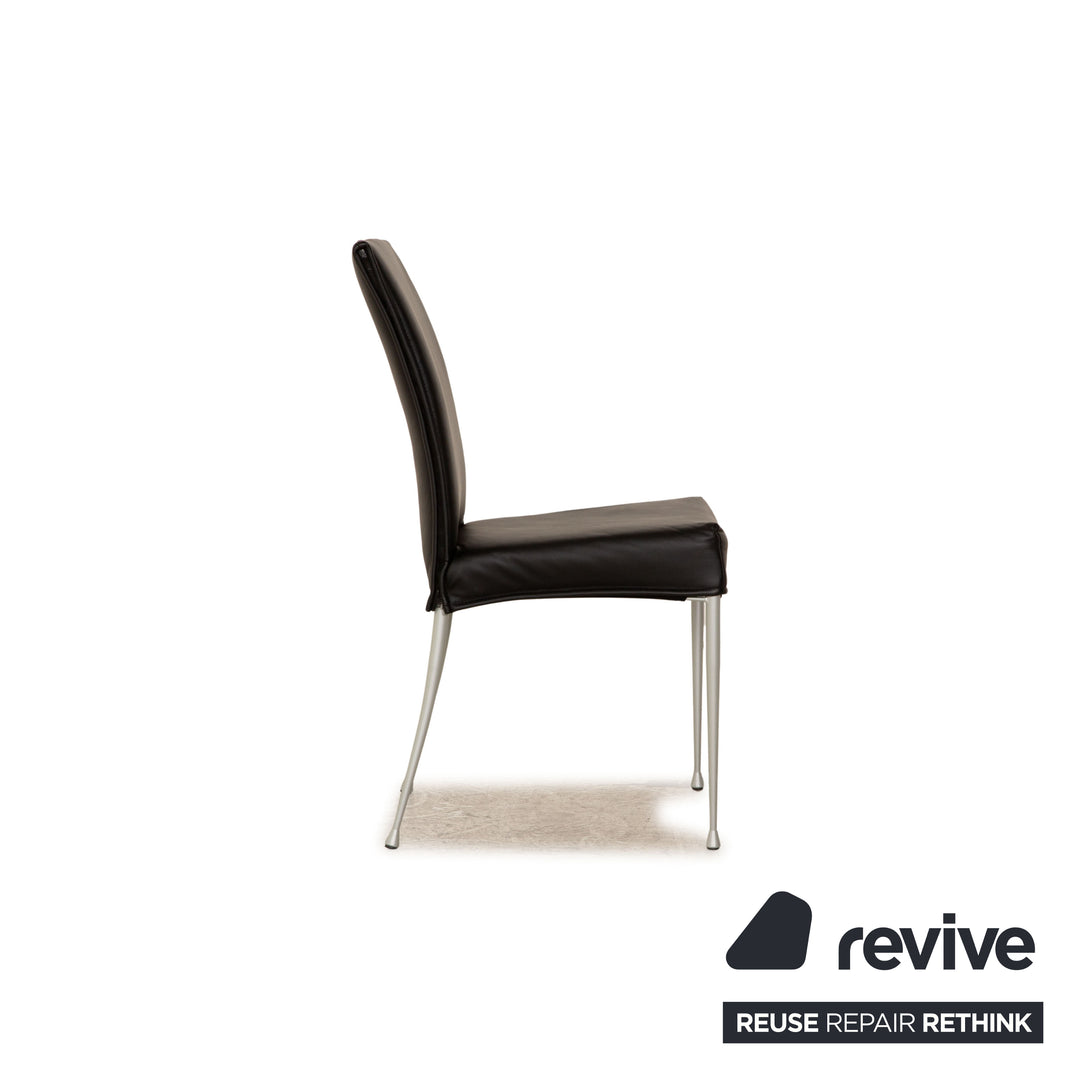 Set of 6 Bonaldo leather chairs black dining room