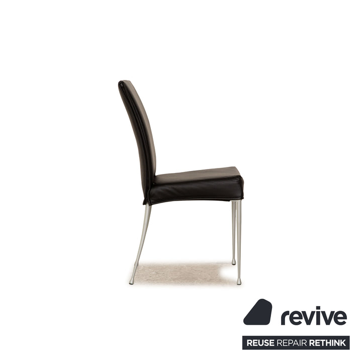 Set of 6 Bonaldo leather chairs black dining room