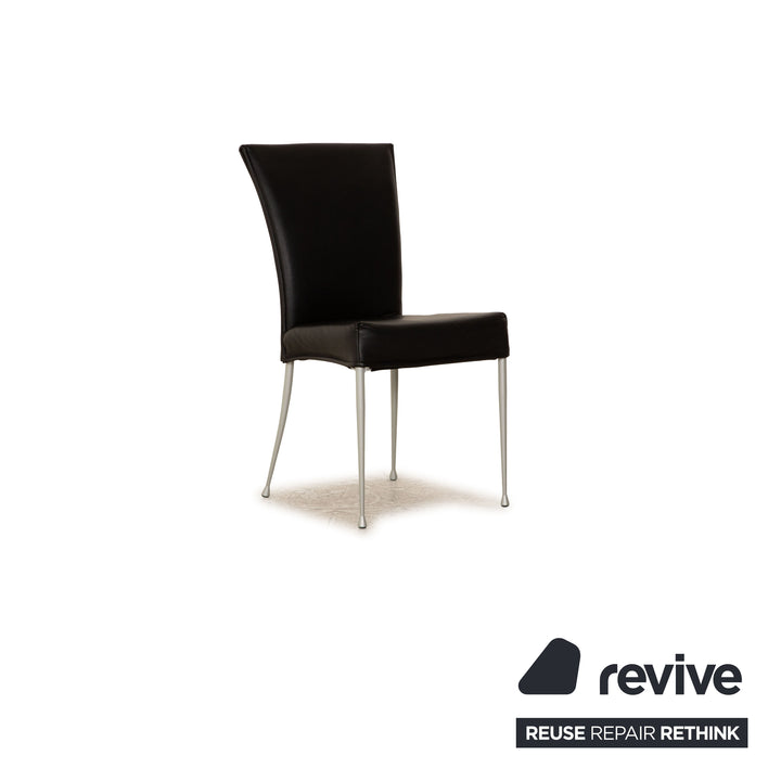 Set of 6 Bonaldo leather chairs black dining room