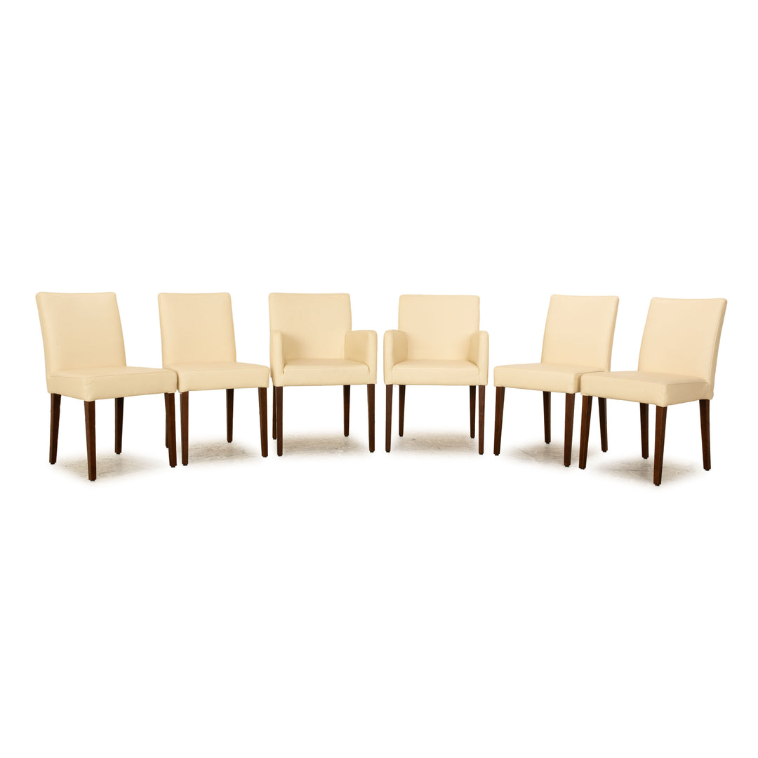 Lot de 6 chaises en cuir Christine Kröncke beige salle à manger