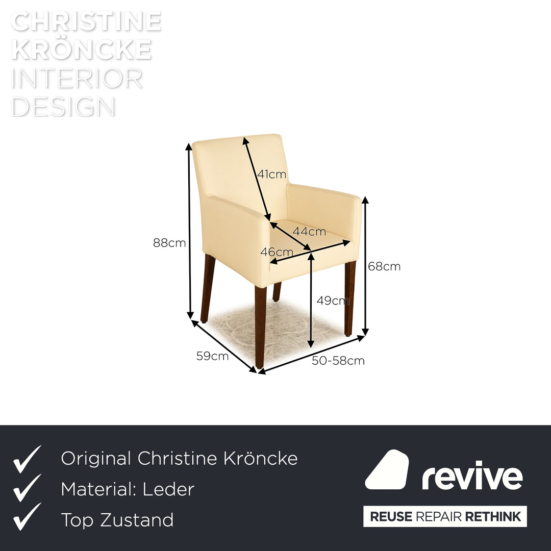 Lot de 6 chaises en cuir Christine Kröncke beige salle à manger