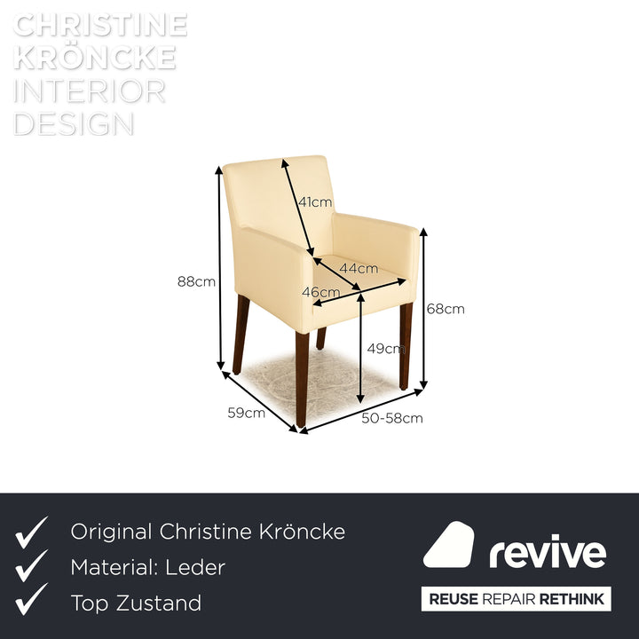 Lot de 6 chaises en cuir Christine Kröncke beige salle à manger