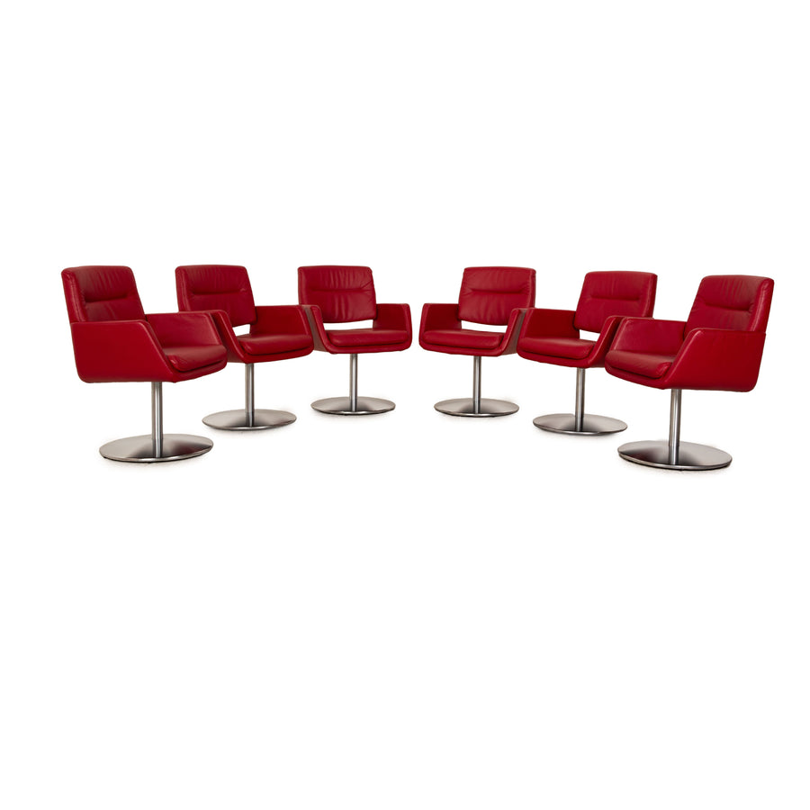 6er Garnitur K+W H2O Leder Stuhl Rot Drehstuhl Esszimmer