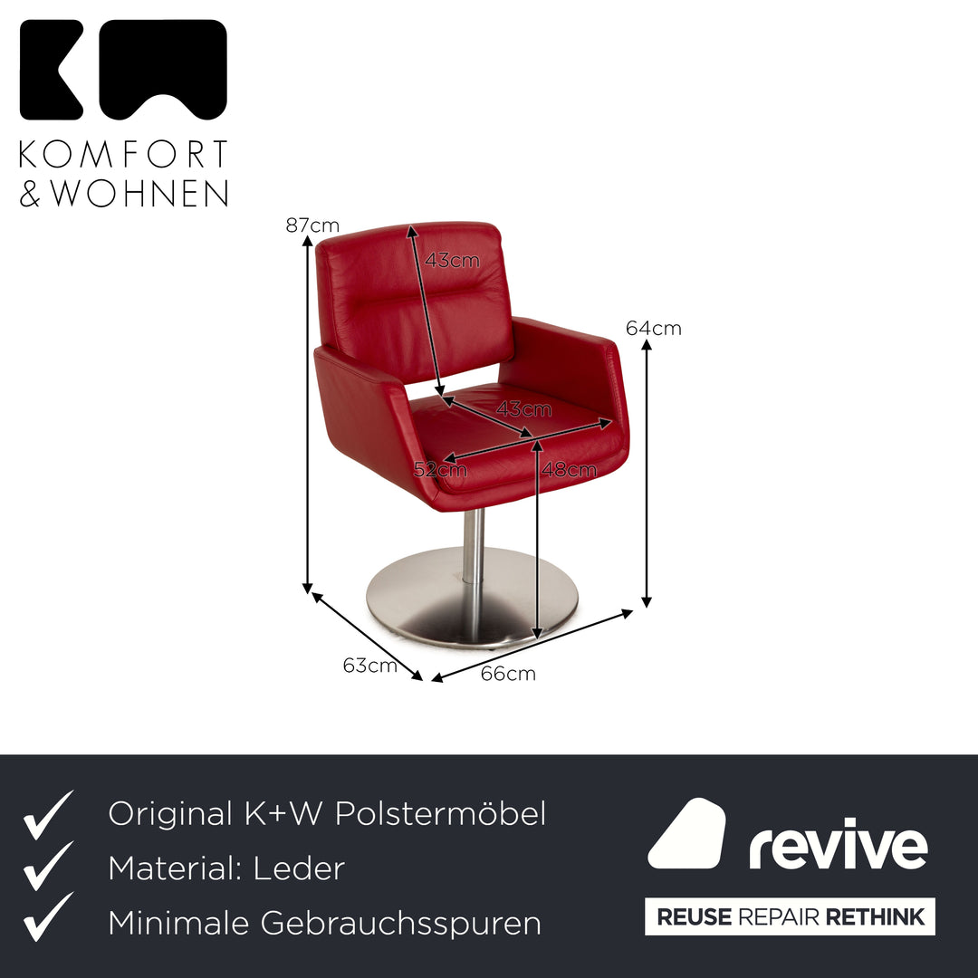 6er Garnitur K+W H2O Leder Stuhl Rot Drehstuhl Esszimmer