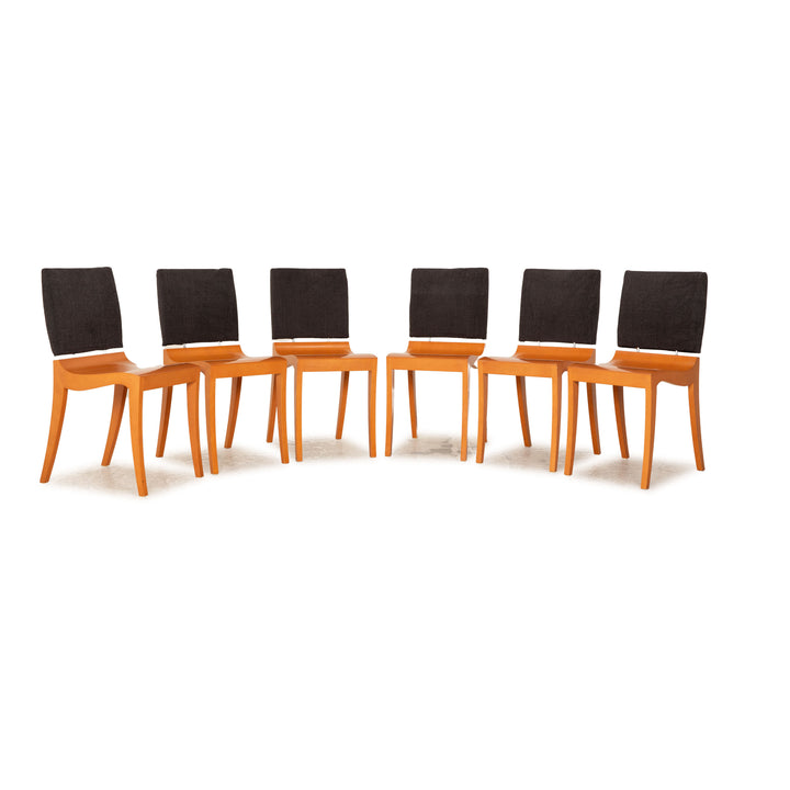 Set of 6 ligne roset Finn fabric chair gray dark gray dining room