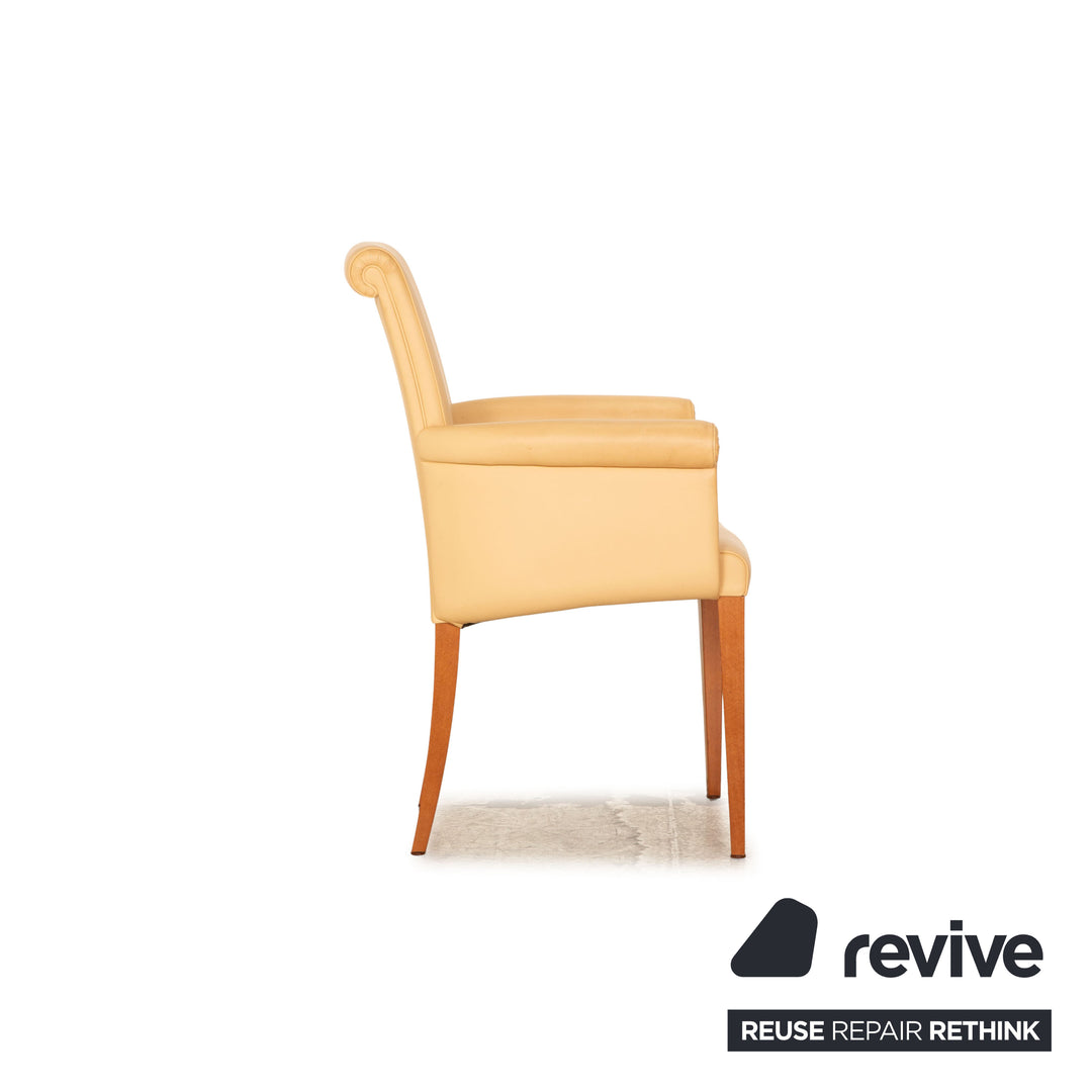 Set of 6 Poltrona Frau leather chairs beige