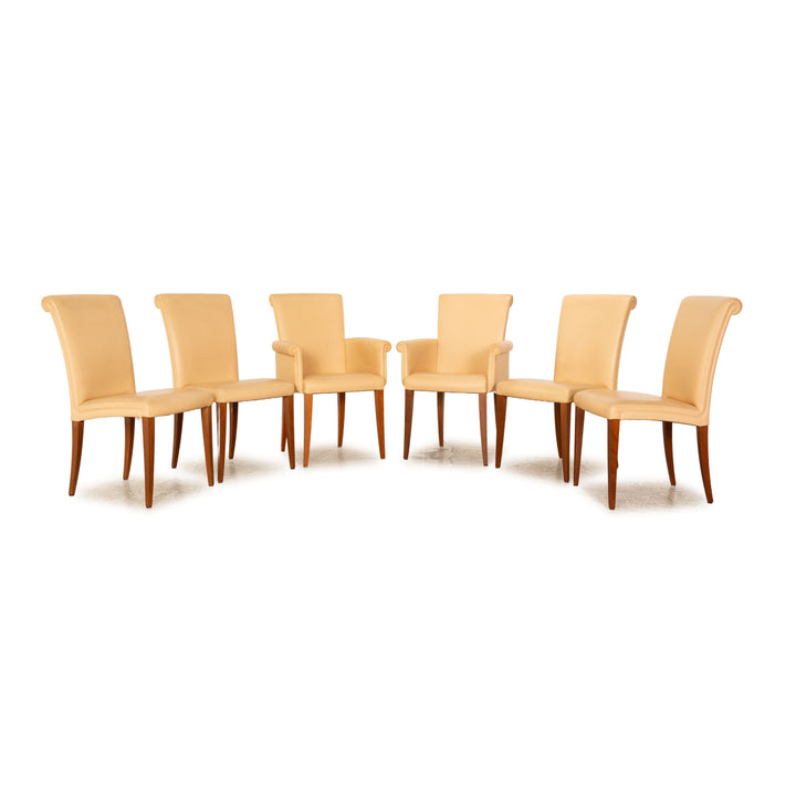Set of 6 Poltrona Frau leather chairs beige