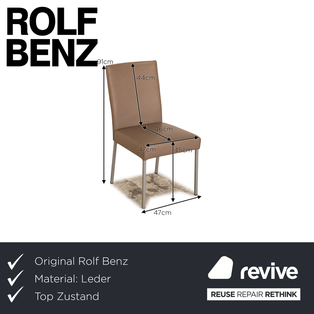 Set of 6 Rolf Benz 652 leather beige sand dining room