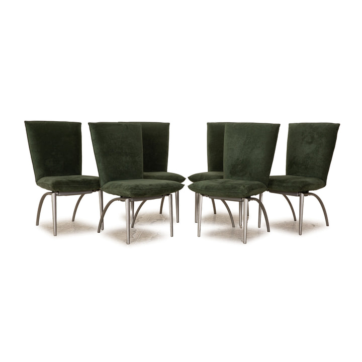 Set of 6 Rolf Benz 7000 fabric chairs green dining room