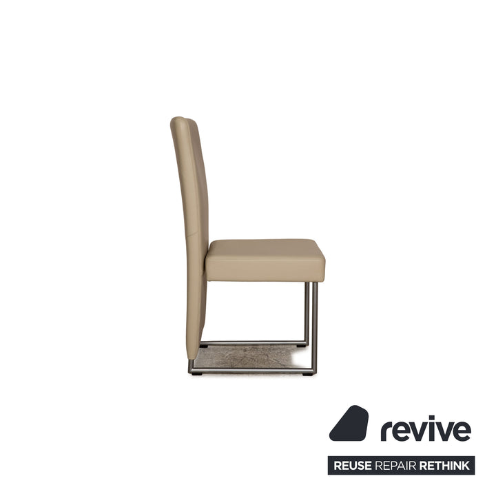 Set of 6 Rolf Benz 7400 leather chairs cream