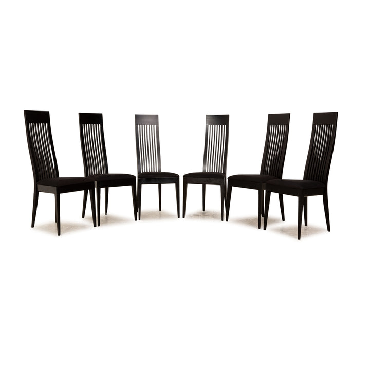 Set of 6 Tonon No. 747/01 Fabric Chairs Blue Black Dining Room